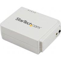 StarTech.com Wireless N Network Print Server With Ethernet Port in White
