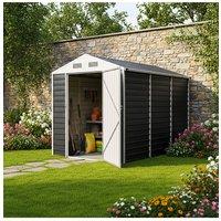 Living and Home 6x8 FT Metal Apex Roof Garden Tool Storage Shed in Grey