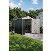 Garden Sanctuary 6x8 FT Metal Apex Roof Garden Tool Storage Shed in Dark Grey