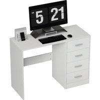 Rolipo High Gloss Computer Desk With Drawers in White