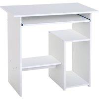 Rolipo Compact Computer Desk With Keyboard Tray & Storage Shelf in White