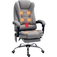 Rolipo Heated 6-Point Massage Reclining Microfibre Office Chair With Footrest in Grey