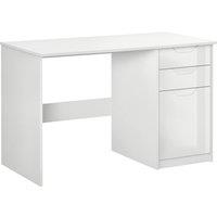 Rolipo 120 x 60cm High Gloss Computer Desk With Drawers & Cabinet in White | Size: 120 x 60 cm