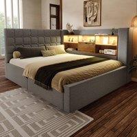 Rolipo Grey 4FT6 Double Daybed Ottoman Storage Bed With LED & USB Ports