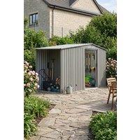 Garden Sanctuary 4x8FT Metal Garden Storage Shed with Log Storage in Grey