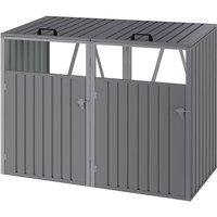 Garden Sanctuary 5x4 FT Metal Double Bin Storage Shed in Grey
