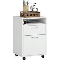 Rolipo 60 cm Mobile Filing Cabinet & Printer Stand With Drawer & Shelf in White