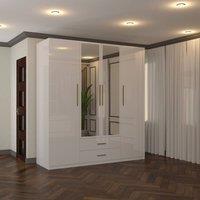 Sliding Wardrobes 4U Modern High Gloss 4 Door Mirrored Wardrobe with Gold Handles W160cm in White