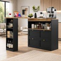 STILVORA Modular Cabinet with 4 Drawers & Rotating Shelf in Black