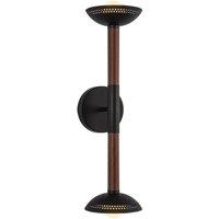 Netlighting Arden Up Down Wall Light Matte Black Walnut Wood Veneer 3000K