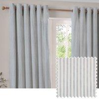 Yard Hebden Striped 100% Cotton Blackout Eyelet Curtain Pair in Blue | Size: 229 cm width x 137 cm drop