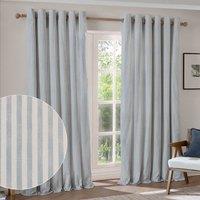 Yard Hebden Striped 100% Cotton Blackout Eyelet Curtain Pair in Blue | Size: 168 cm width x 229 cm drop