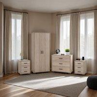 Seconique Oliver 2 Door Wardrobe Bedroom Set in Light Oak