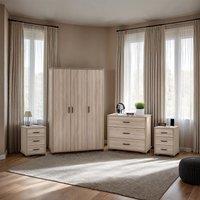 Seconique Oliver 3 Door Wardrobe Bedroom Set in Light Oak