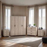 Seconique Oliver 4 Door Wardrobe Bedroom Set in Light Oak