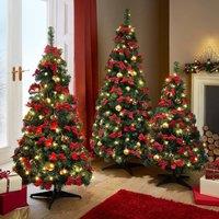 Coopers of Stortford Pop-Up Artificial Christmas Tree with LED Lights & Decorations in Green | Size: 4ft