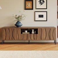 Matteo Natural MDF TV Cabinet - Modern Wave Design - Three Doors