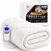 Glamhaus Fleece Electric Blanket 9 Heat & 10 Timer Settings Machine Washable in White | Size: Single