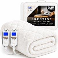 Glamhaus Electric Blanket 9 Heat & 10 Timer Settings Machine Washable - Double in White