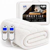 Glamhaus Electric Blanket 9 Heat & 10 Timer Settings Washable - Super King in White