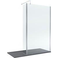 Balterley 8mm Glass Wetroom Screen & Return Chrome & Grey Tray 1700 x 700mm in Silver