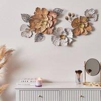 Wyld and Coco Handmade 3D Iron Wall Decor Multicolour Floral Leaves Blooms