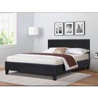 Comfy Living Ltd Modern Faux Leather Upholstered Bedframe in Black | Size: Small Double