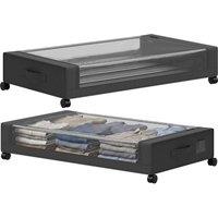 HOMCOM 40L Under Bed Storage On Wheels, 2 Pack Under Bed Drawers, Black