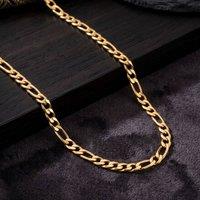 Harfi Men's 18ct Gold Plated Figaro Chain Necklace for Men | Size: 24 inches