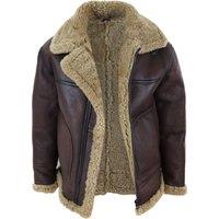 TruClothing Men's Aviator Shearling Sheepskin Bomber Jacket in Brown | Size: XS