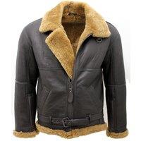Infinity Leather Men's RAF Sheepskin Leather Aviator Jacket - Skyfair in Brown | Size: Medium