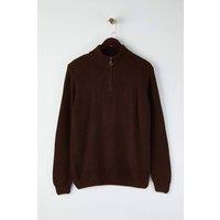 WOVCOR Men's Men's Regular Fit Half Zip Funnel Neck Sweater in Brown | Size: Medium