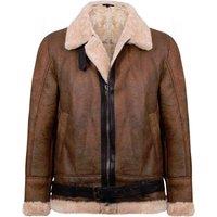 Infinity Leather Men's Sheepskin Aviator Jacket- KANSAS in Brown | Size: XL