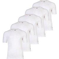 FC Barcelona Men's T-shirt Pack of 5 - FCB Undershirt U-Neck 5-Pack in White | Size: XL