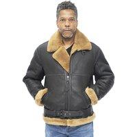 Infinity Leather Men's RAF Sheepskin Leather Aviator Jacket-Colchester in Brown | Size: Large