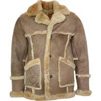 Infinity Leather Men's Mens Designer Winter Sheepskin Fur Coat-Zaragoza in Beige | Size: XL