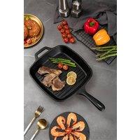 Garden Sanctuary Rectangular Cast Iron Grill Pan in Black