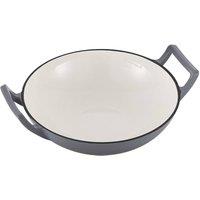 Garden Sanctuary Enamelled Cast Iron Stir-Fry Pan Wok in Grey