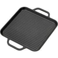 Garden Sanctuary Cast Iron Griddle Pan with Dual Handles in Black