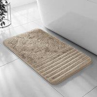 Velosso Linear Bath/ Pedestal Mat Cashmere Feel Bathmats in Natural | Size: Small