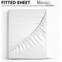 Velosso Microfibre Fitted Sheet with Plain Dye Sheet in White | Size: Double