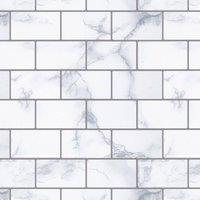 Arthouse Wall Tile Marble Brick 30.5x30.5cm Grey (5 Tiles Per Pack) - sw30 | Size: 30.5x30.5 cm