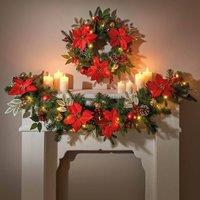 Coopers of Stortford Pre-Lit Wreath with 15 Warm White LEDs & Festive Decorations