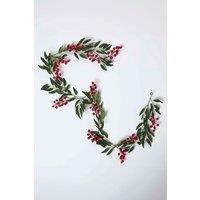 Homescapes Artificial Winter Berries & Olive Leaf Garland in Red