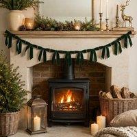 Melody Maison Dark Green Velvet Bow Christmas Garland Bunting - 200cm