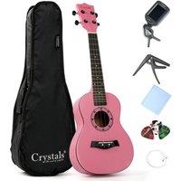 Crystals 23 Inch Concert Ukulele Pink with Felt Pick & Spare Strings
