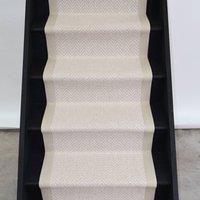 RainbowHome Herringbone Savoy Wool Stair Runner With 100% Sand Cotton Border in Beige | Size: 20 cm x 12 cm