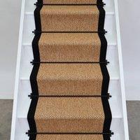 RainbowHome Marlowe Stair Runner With 100% Cotton Black Border in Brown | Size: 20 cm x 12 cm