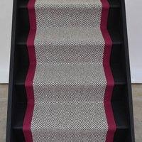 RainbowHome Herringbone Java Stair Runner With 100% Cotton Wine Border in Beige | Size: 20 cm x 12 cm