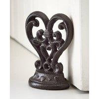 Dibor Vintage Style Antique Door Stopper Heavy Duty Cast Iron Scrolled Heart Decorative Door Stop in Brown